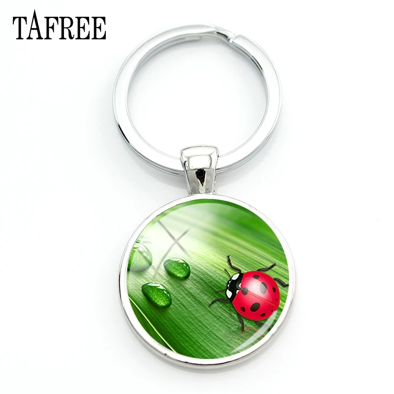 Брелоки TAFREE с зелеными растениями и красными Божьими коровками весенние