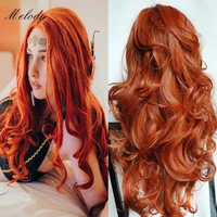 synthetic lace front wig cosplay blonde orange red colored hair for black women pre plucked frontal heat resistant fiber wigs