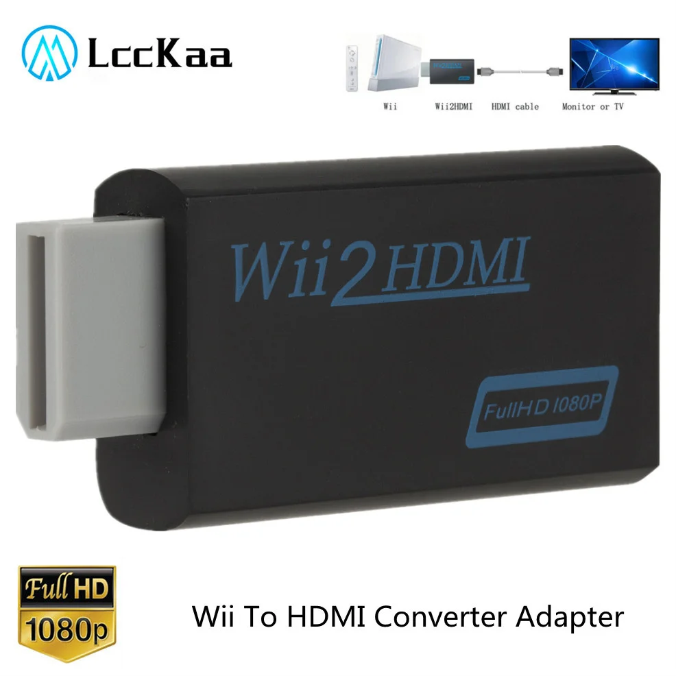 

Full HD 1080P Wii to HDMI-compatible Converter Adapter Wii2HDMI-compatible Converter 3.5mm Audio for PC HDTV Monitor Display