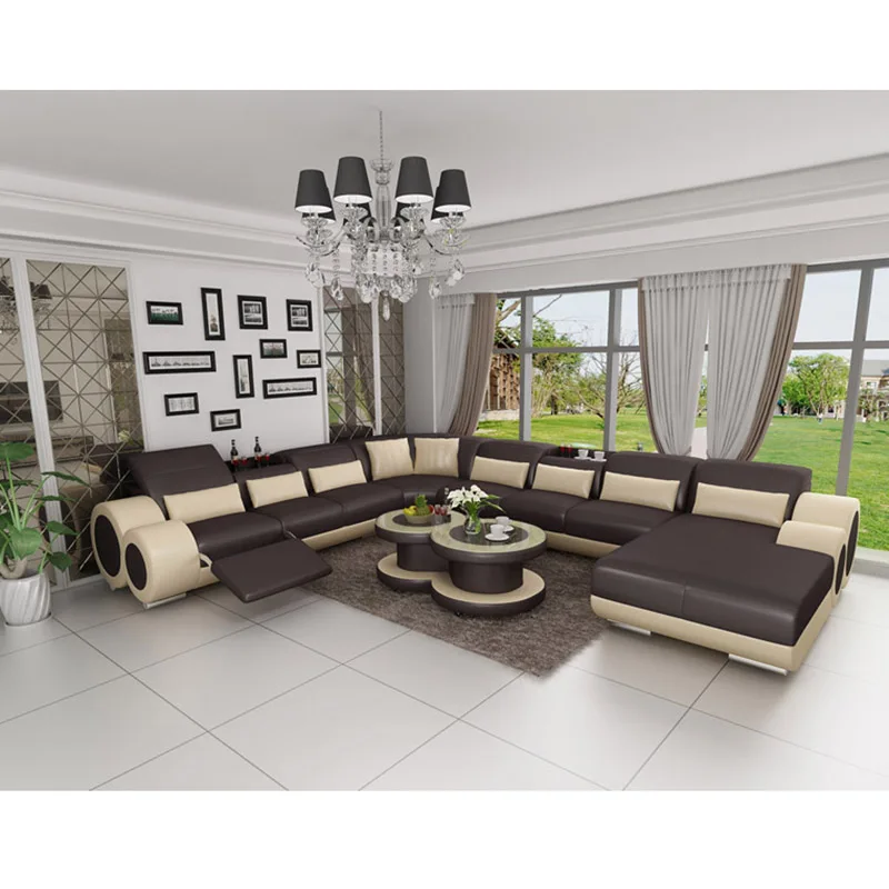 Диваны для гостиной диван-кровать из натуральной кожи L-образной формы с