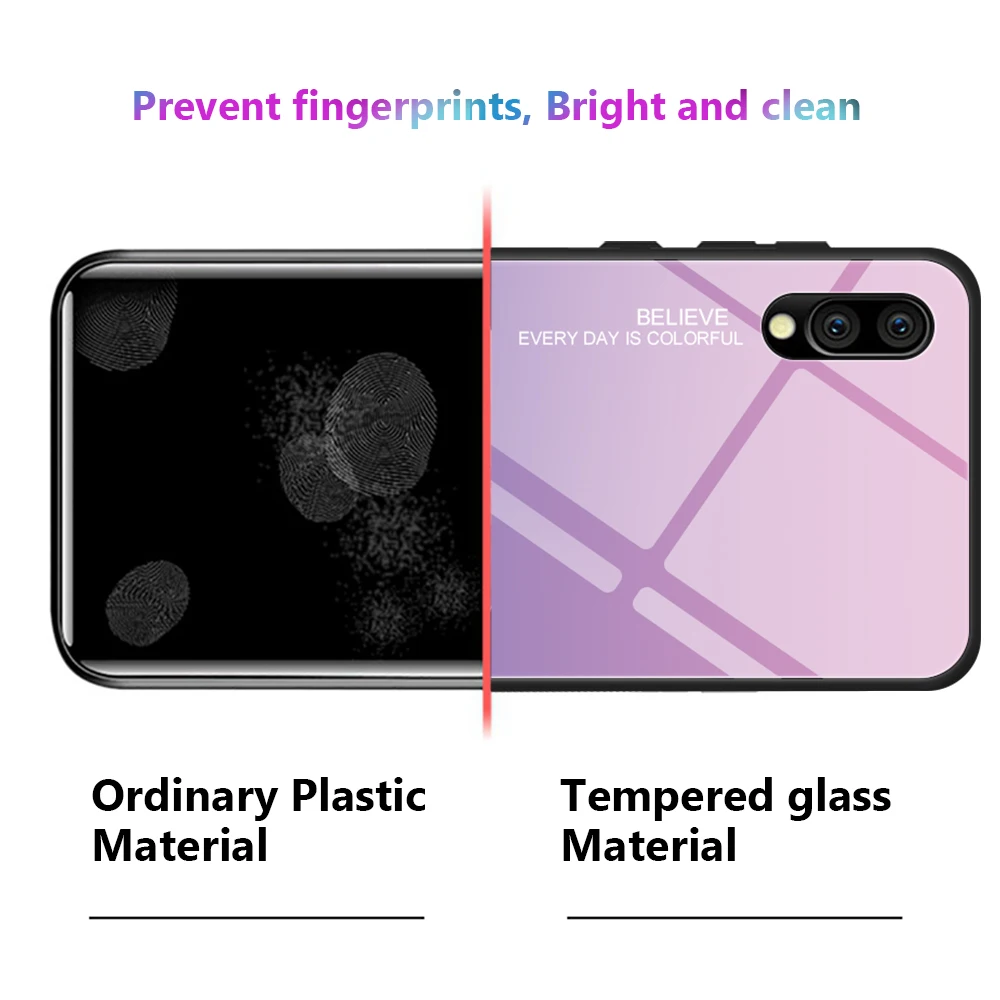 Градиентный чехол из закаленного стекла для samsung Galaxy M10 M20 M30 M40 роскошный