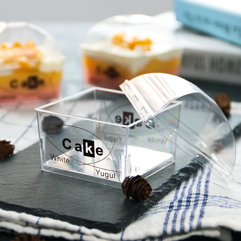 

50pcs Baking tools square chocolate mousse plastic cup DIY tiramisu cake packaging box birthday party favors dessert boxes