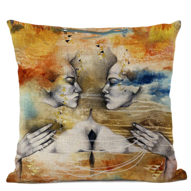 Абстрактная живопись декоративные наволочки Квадратные льняные золотые