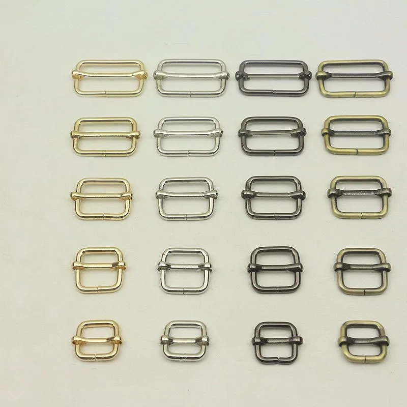 

30pc 16/20/25/32/38mm Metal Pull Core Buckle Webbing Adjustment Buckles Tri-glides Slides Roller Pin Clasp Bag Strap Slider Hook