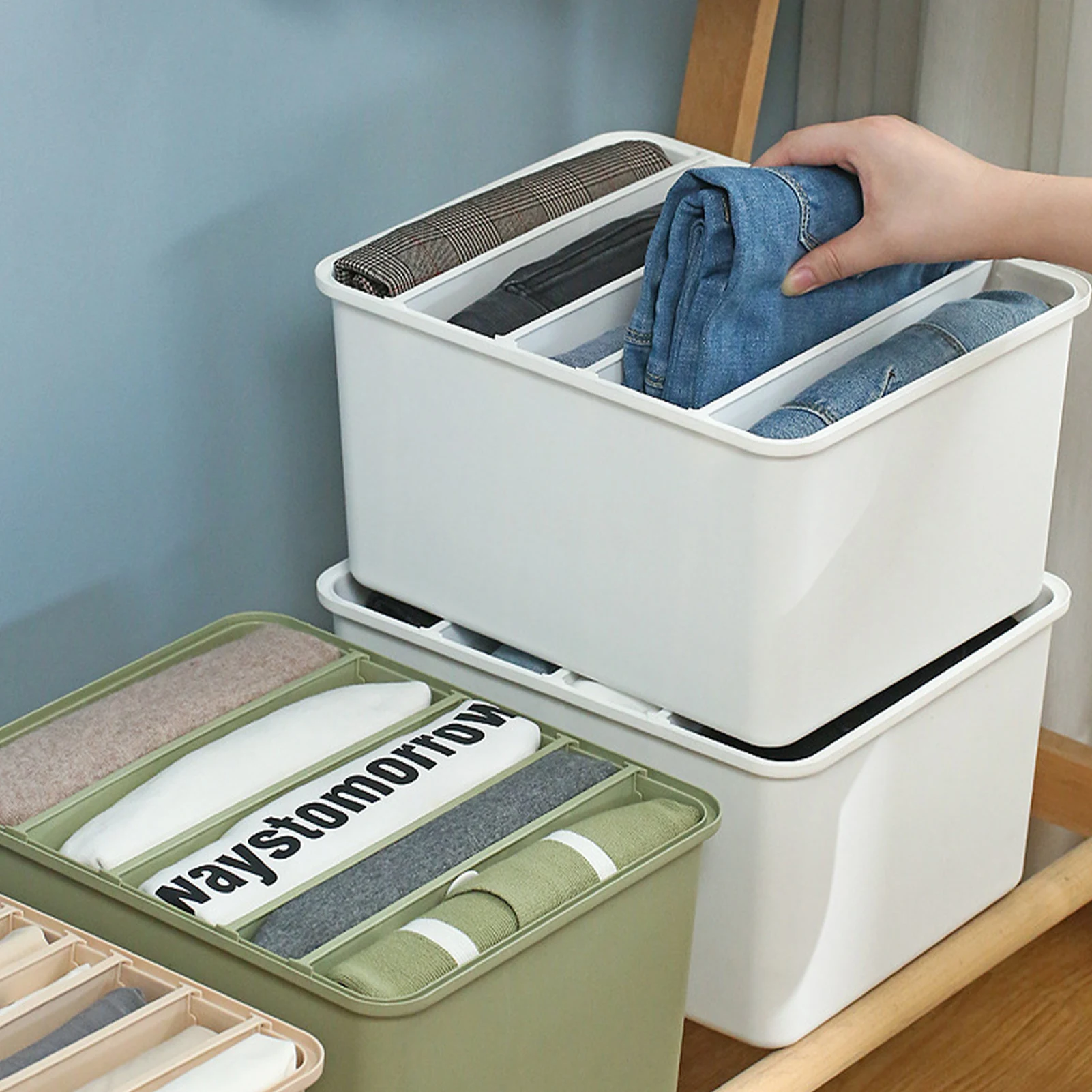 

Коробка для хранения штанов, пластиковый контейнер для хранения, домашний шкаф, органайзер, коробка, многослойный шкаф, органайзер для одеж...