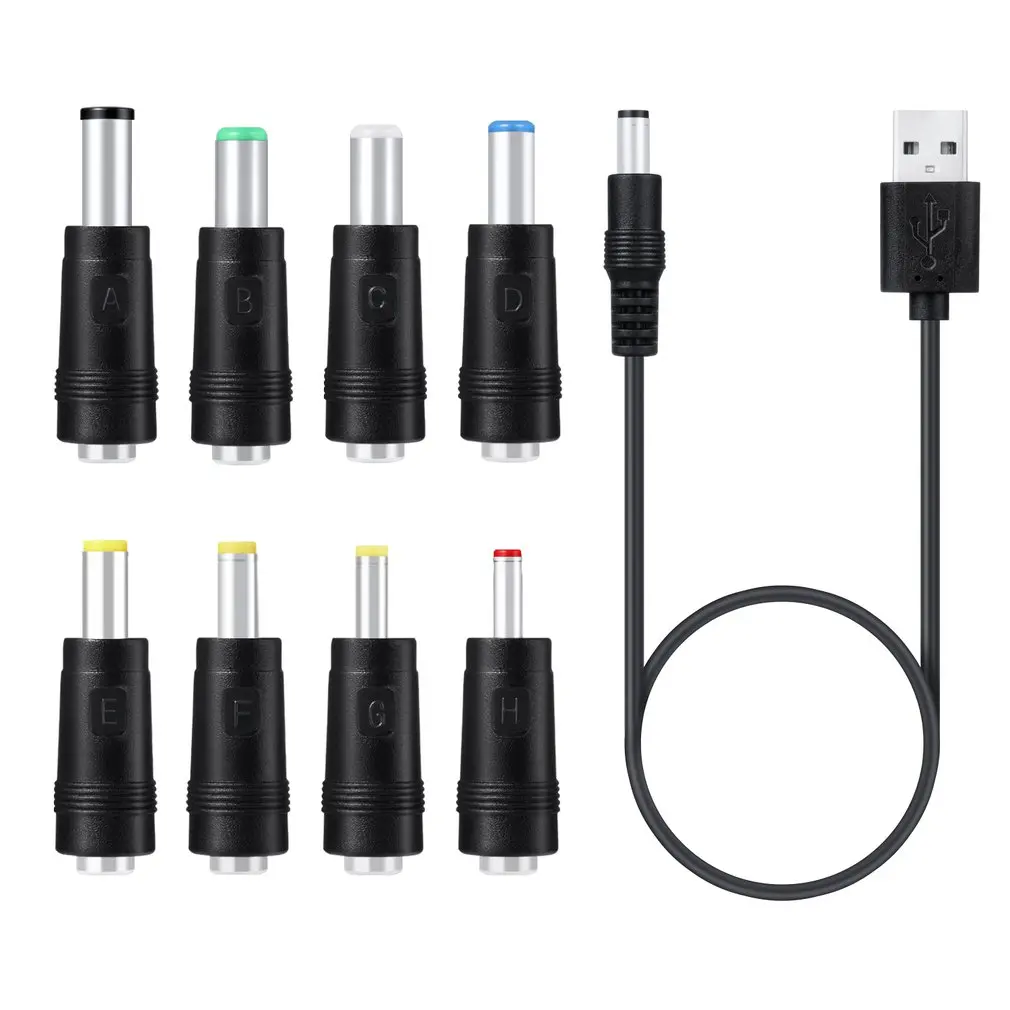 

DC Charging Power Cord USB To 5521 Multifunctional DC Interchangeable Plug Male 8-in-1 Charging Cable
