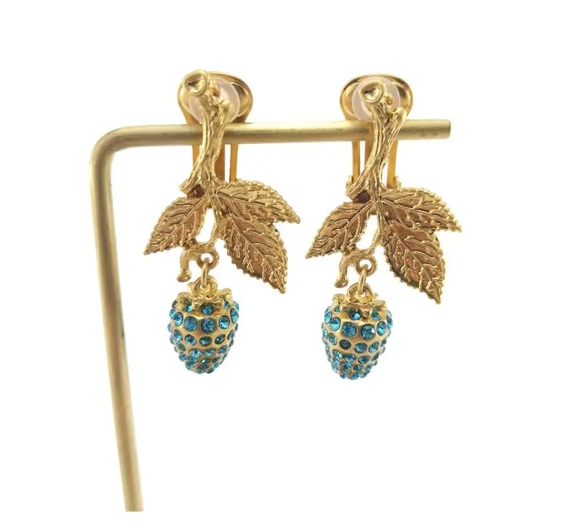 CSxjd 2019 новый роскошный хрустальный лист фрукт женский без проколотых ушей клипса