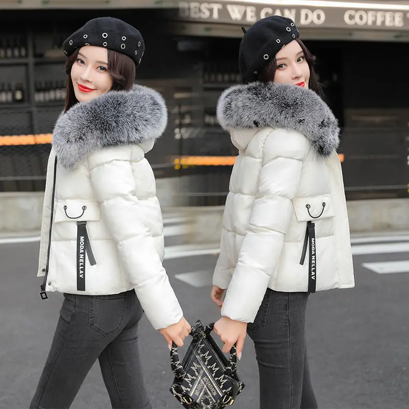 

2021 New Women's Winter Jacket Windproof Female Casual Parka Short Hooded Natural Real Fox Fur Collar Women Coat Winter