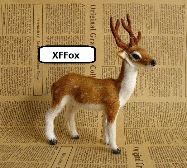 Симпатичная модель оленя пластиковая и меховая кукла украшение для дома подарок