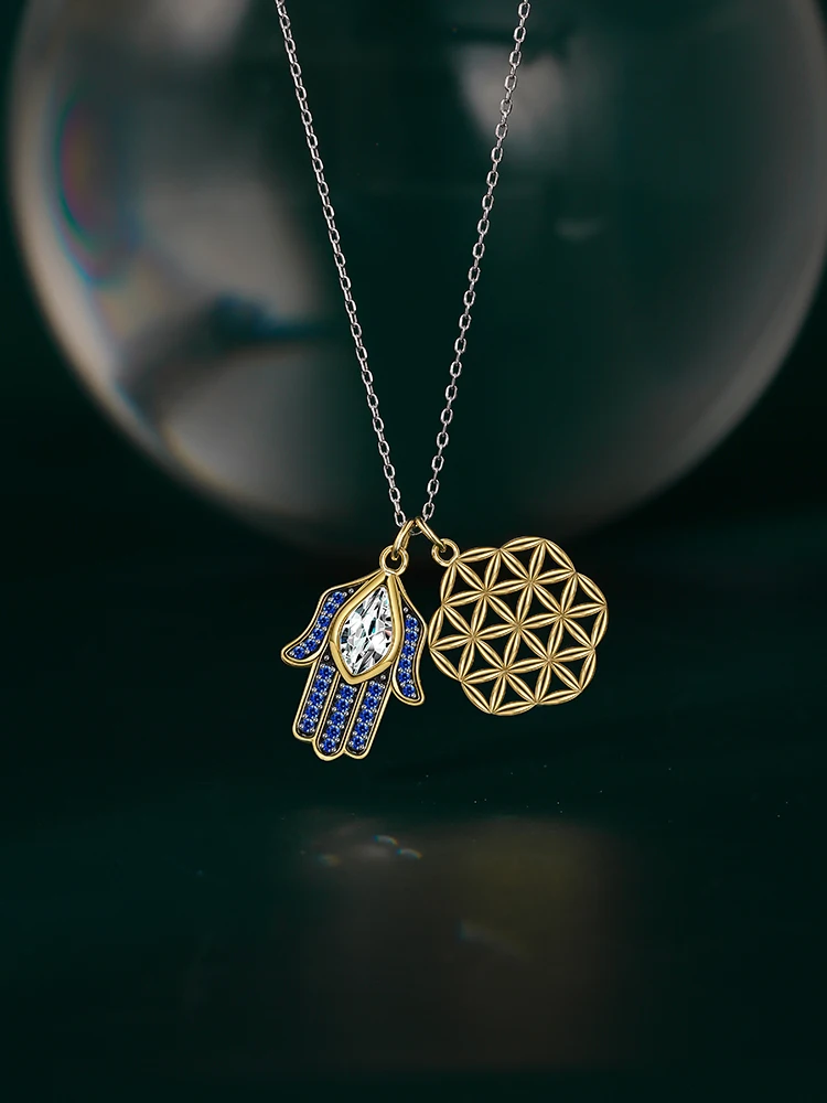 LEKANI классический сглаза Рука Ожерелья Хамса для женщин с Lucky кристаллы в форме