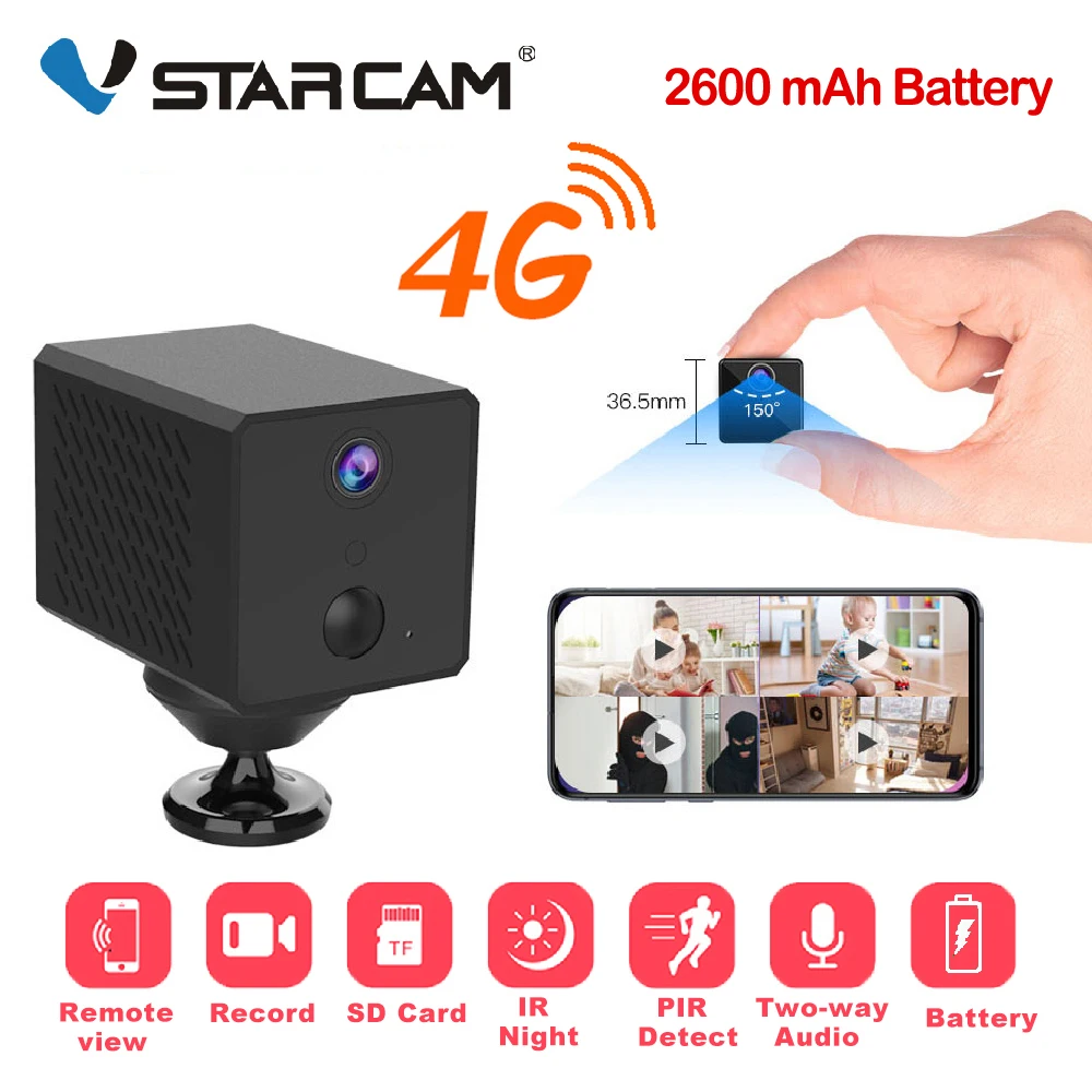 Мини-камера видеонаблюдения Vstarcam 4G 1080P 2600 мАч | Безопасность и защита