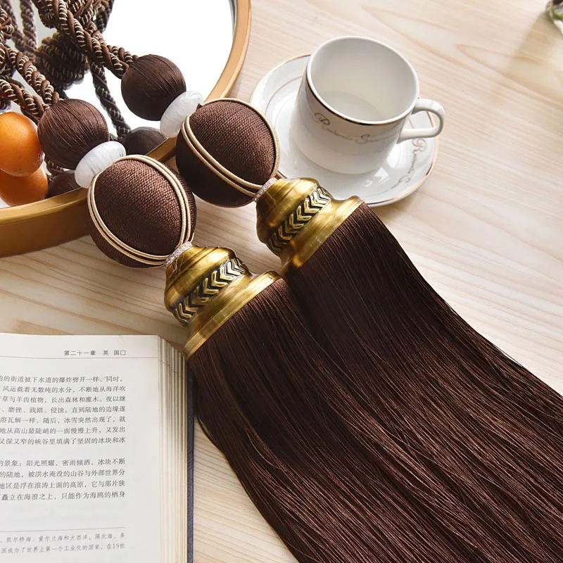 

2 PCS Curtain Accessories Ball Straps Tassels Fringe Tie Backs Holdbacks Window Drapes For Living Room Roman Rod Hook Decor 3