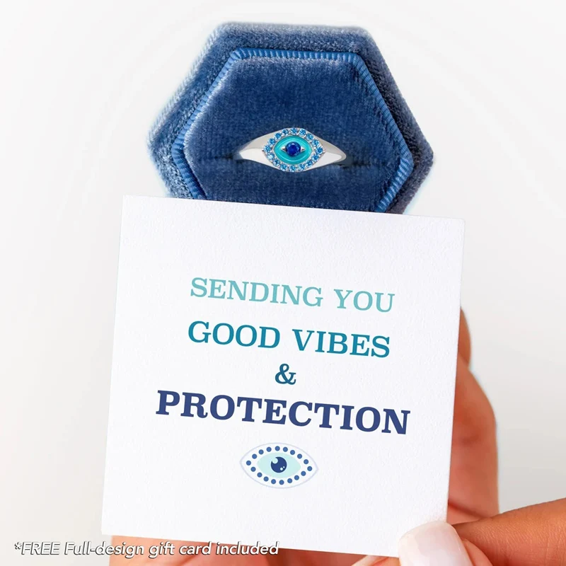 

Evil Eye Rings For Women Men Gothic Metal Blue Cubic Zirconia Open Ring Vintage Lucky Jewelry Couple Birthday Gift bague femme