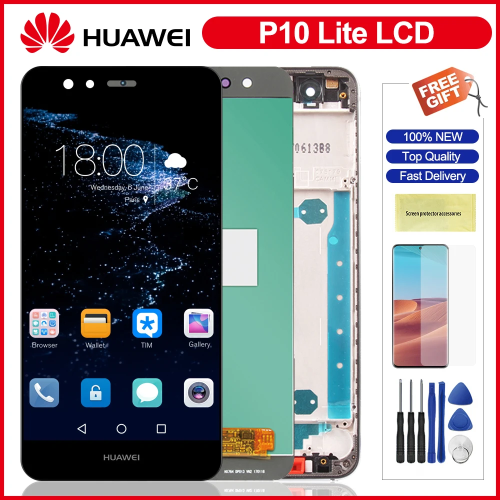 ЖК дисплей для Huawei P10 Lite сенсорный экран панель дигитайзер в сборе Замена P10Lite