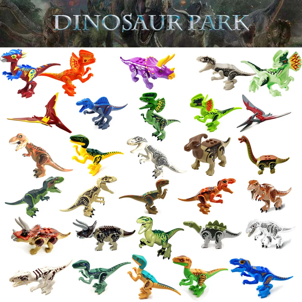 

Animals Jurassic Dinosaurs World Park Series Dinosaur Velociraptor Tyrannosaurus Rex Building Blocks Bricks Toys For Children
