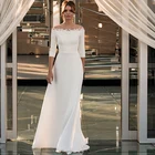 Винтаж 34, свадебных торжеств и вечеринок платья 2021 атласное платье трапециевидной формы сада изготовленная на заказ скромные Европейская мода пляжное платье; Robe De Mariage