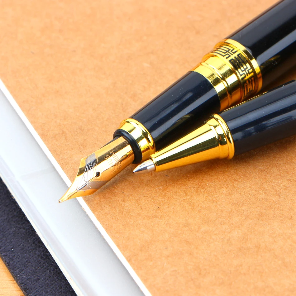 

1pcs Metal Golden Fountain Pen With Ink For Business Fountain Pen Gifts Caneta Office School Stationery Supplies