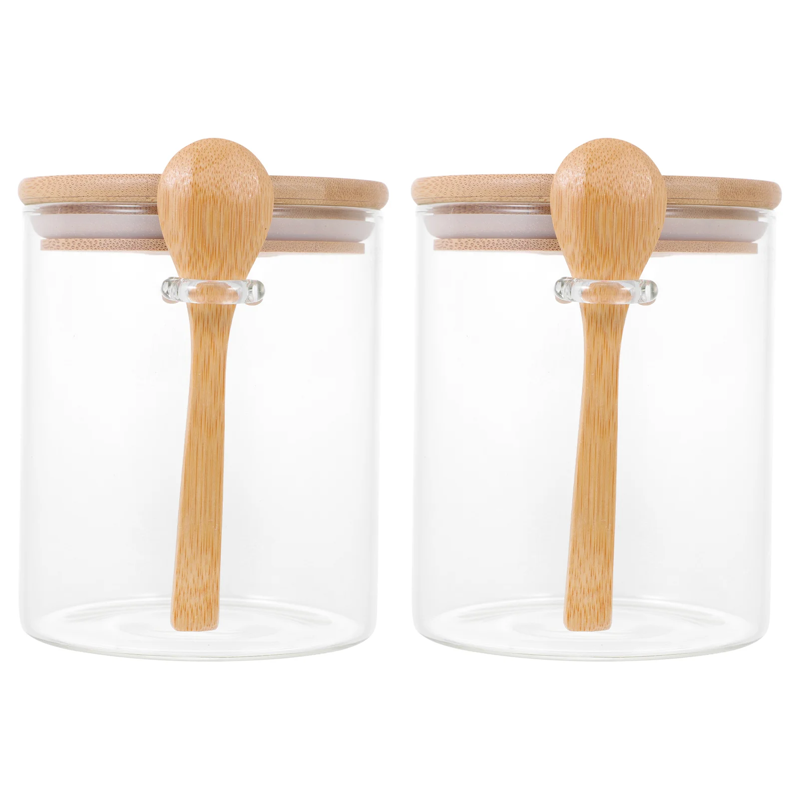 

2Pcs Kitchen Storage Jars Multipurpose Food Sealing Jars with Wood Spoon