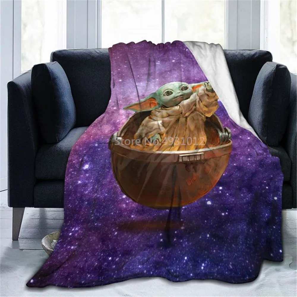 

3D-Printed Blanket Baby Yoda Flannel Blanket Bed Throw Soft Cartoon Printed Bedspread Bedspread Sofa Kids Gift