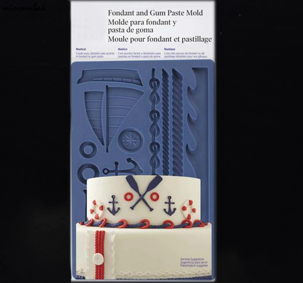 

minsunbak Rudder Anchor Silicone Mould DIY Party Fondant Cake Decoration Fudge Chocolate Kitchen Baking Tools