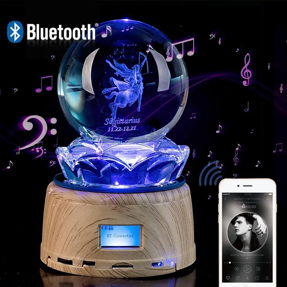 3D Хрустальный Шар 12 созвездий Телец Рак Лео весы хрустальный шар Bluetooth