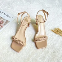 high heeled shoes high heels sandals teenslippers women womens 2021 new flat belt small thick heel square fashion free shipping