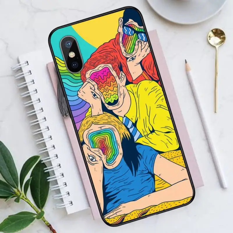 

Psychedelic Trippy Colourful pattern Phone Case for iPhone 11 12 pro XS MAX 8 7 6 6S Plus X 5S SE 2020 XR Luxury brand shell
