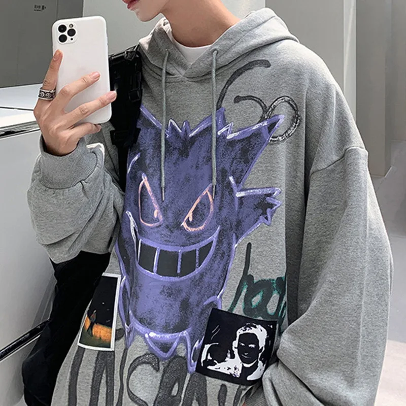 

Hoodie Men High Quality Street 2021 Harajuku Hooded Sweatshirts Mens Pattern Print Hoodies Streetwear Hip Hop Pullover Hoodie