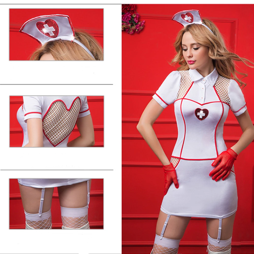 Экзотическая одежда 5 шт. униформа медсестры платья костюм косплей с головной