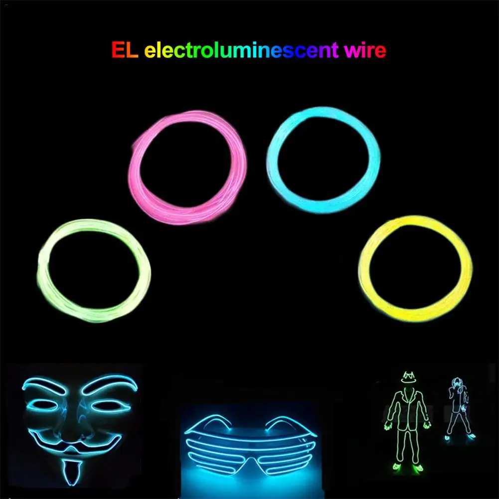Портативный неоновый свет электролюминесцентный провод набор 3 м в батарейный