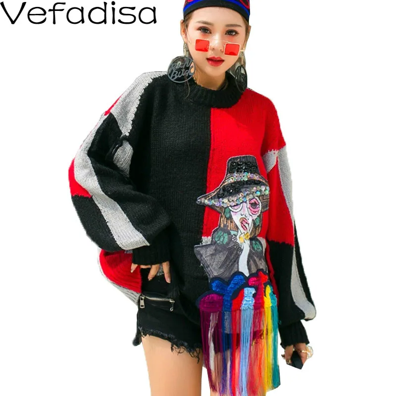 Фото Женский свитер Vefadisa размера плюс с блестками модель 2021 года сезон весна-осень