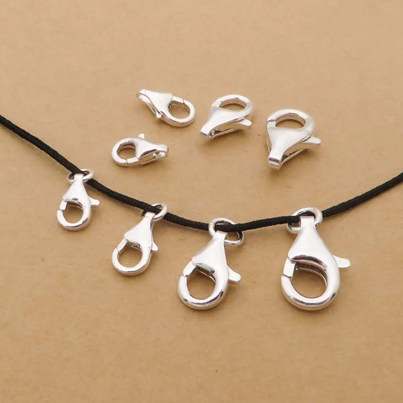 2 шт. настоящее Настоящее Твердое Серебро 925 пробы весенние застежки крючки с