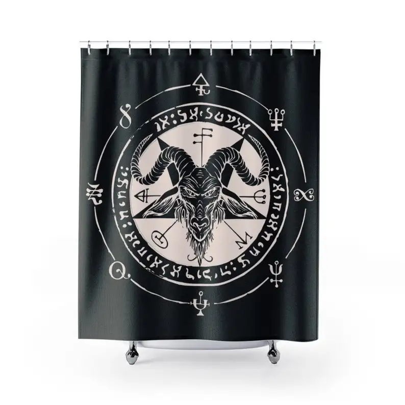 

Goat Head Satanic Shower Curtain Pentagram Occult Dark Arts