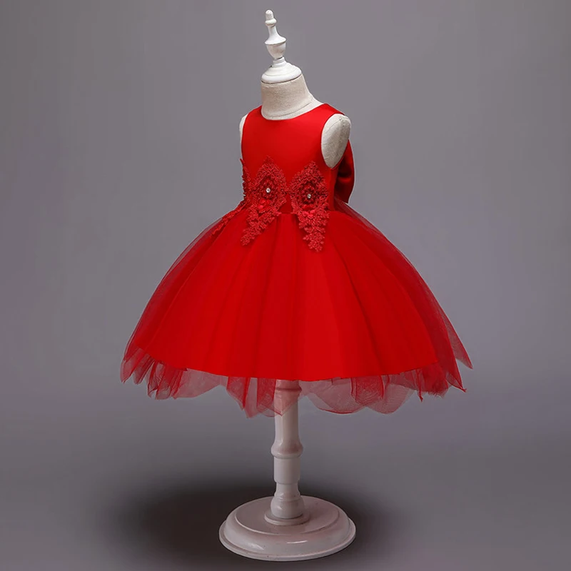 Летнее платье с открытой спиной и большим бантом для маленьких девочек кружевные