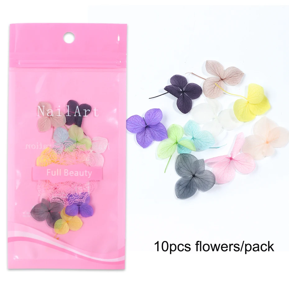 100pcs Fasting Dried Flowers 3D Nail Art Decorations Natural Floral Sticker Charms Nail Designs UV Gel Polish Accessories BE1505