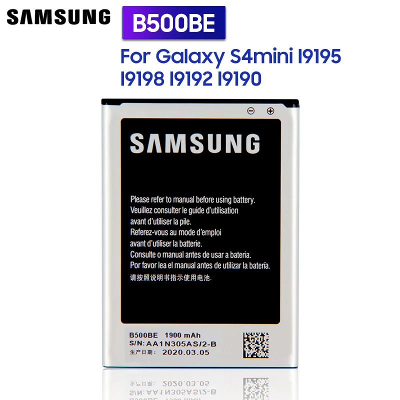 Samsung оригинальный запасной аккумулятор B500BE для GALAXY S4 Mini I9190 S4Mini I9192 I9195 I9198