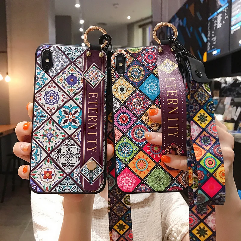 Сказочный чехол для iphone 11 pro max SE 7 8 plus 6 6s X Xs XR мягкий из ТПУ с ремешком на запястье