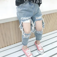 dfxd new 2 7t spring big broken hole kids jeans for girls boys toddler clothes casual loose ripped jeans children denim jeans
