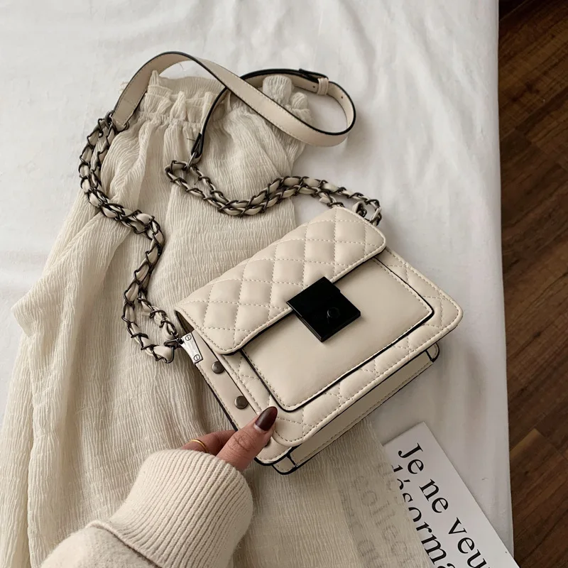 

Textured rhombus handbag PU female 2020 new Korean fashion ladies casual all-match chain shoulder messenger small square bag