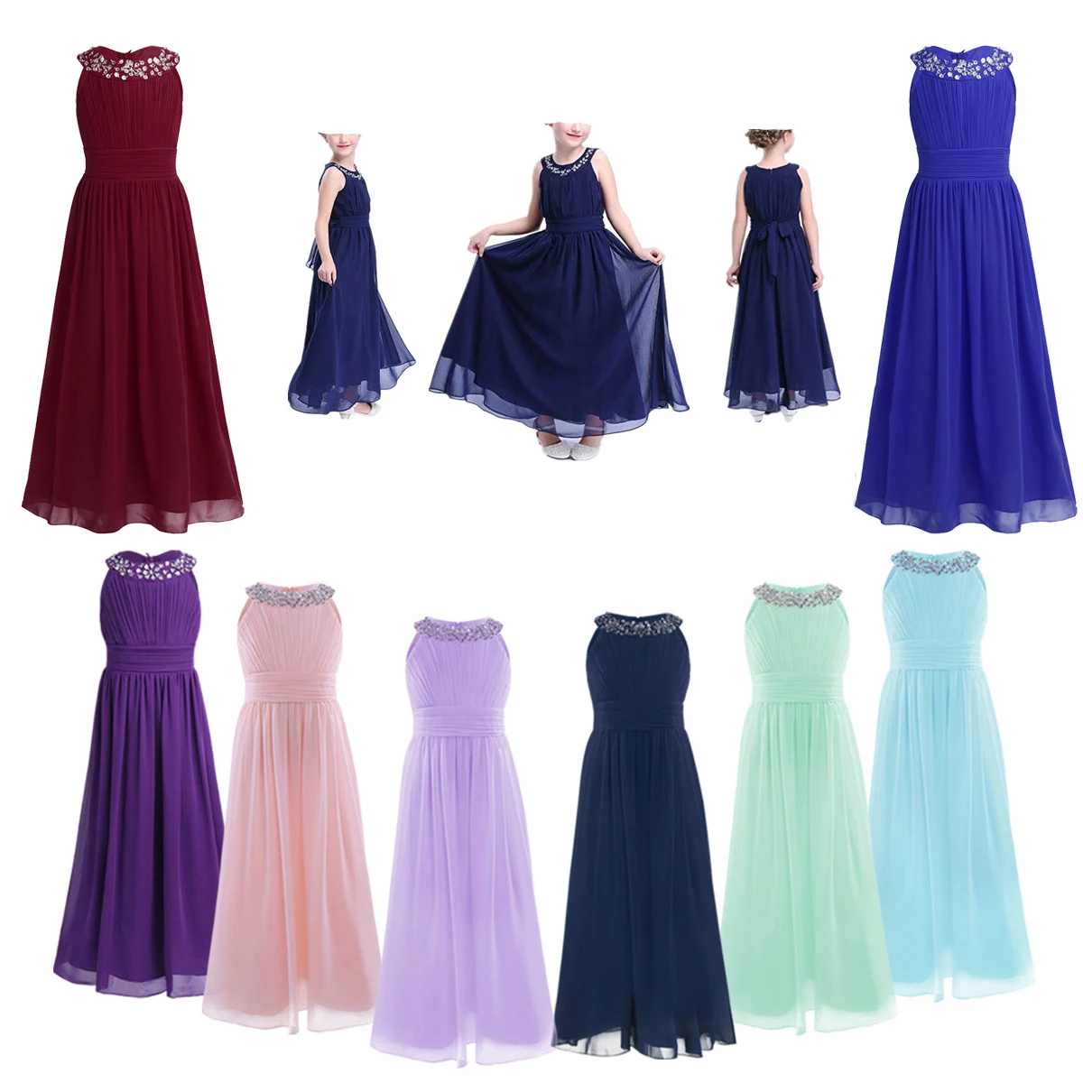 Iiniim детское шифоновое летнее платье для девочек-подростков вечервечерние с