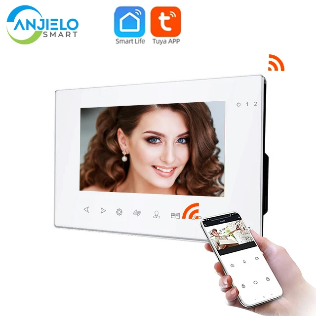 

New Tuya Smart Mobile Phone APP Remote Control 7 inch WIFI Video Doorphone Intercom System For Home Security Night Vision Motion