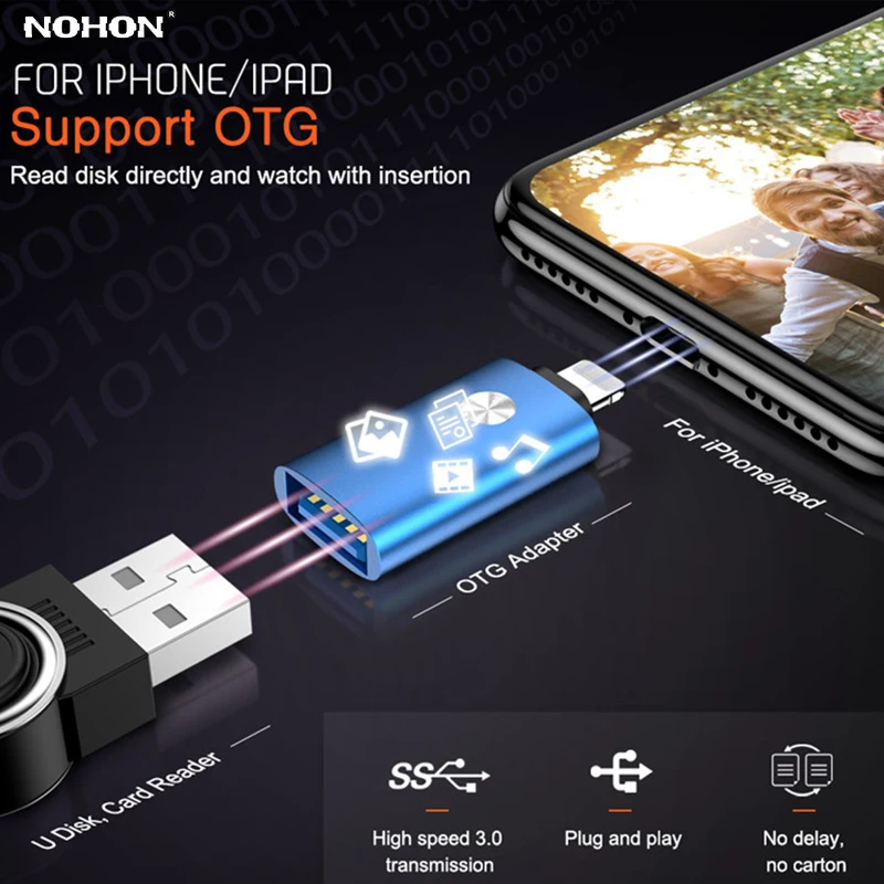 Адаптер OTG USB для камеры lightning кабель наушники конвертер MIDI клавиатура iphone 7 8 6 6s Plus