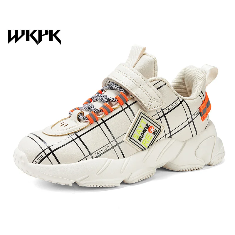 WKPK-zapatillas de deporte de cuero suave para ni&ntilde;os y ni&ntilde;as, zapatos informales de rebote, antideslizantes, para exteriores, producto nuevo-0