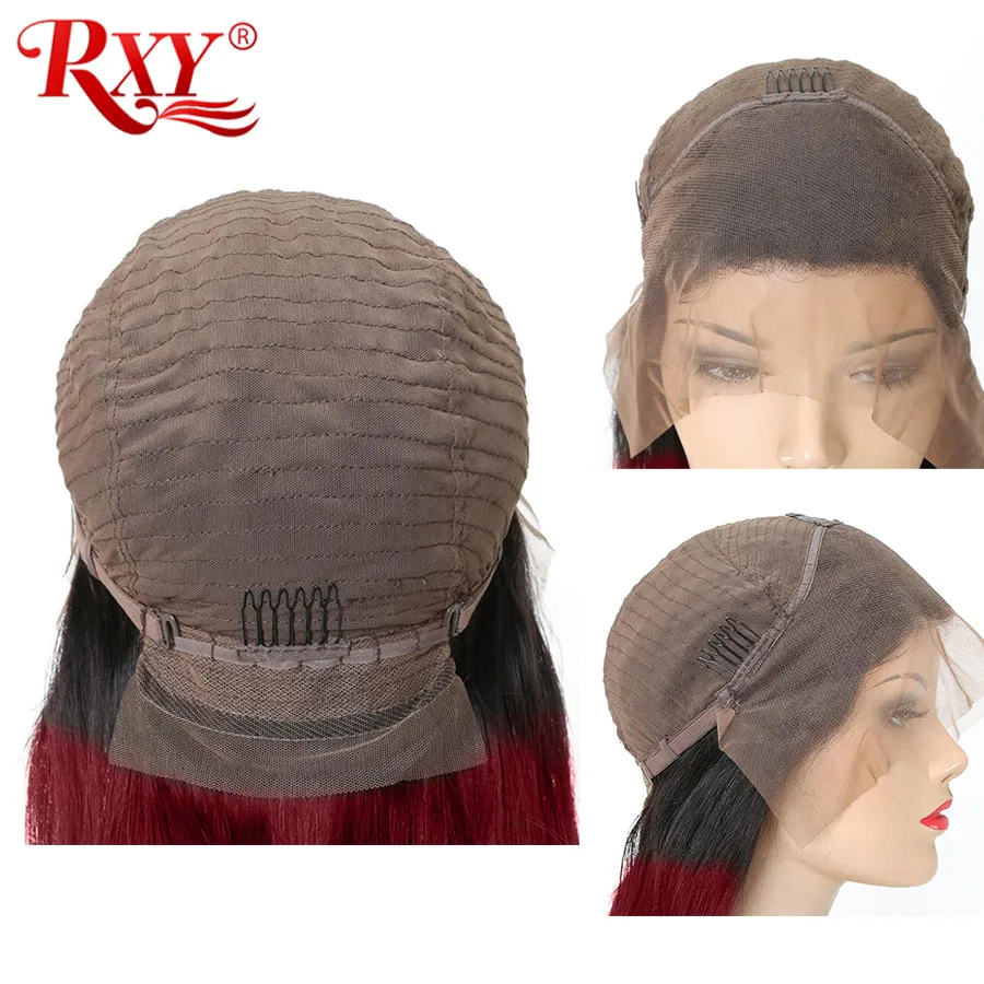 RXY T1B/99J Бургундия 13*4 кружевные передние человеческие волосы парики