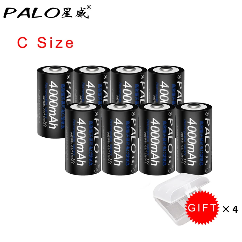 8PCS C Size Battery PALO 6 шт. батареи PALO C размер батареи 1,2 V Ni-MH 4000mAh перезаряжаемые батареи C Batter Bateria Baterias для камеры - Цвет: 8PCS C Size Battery