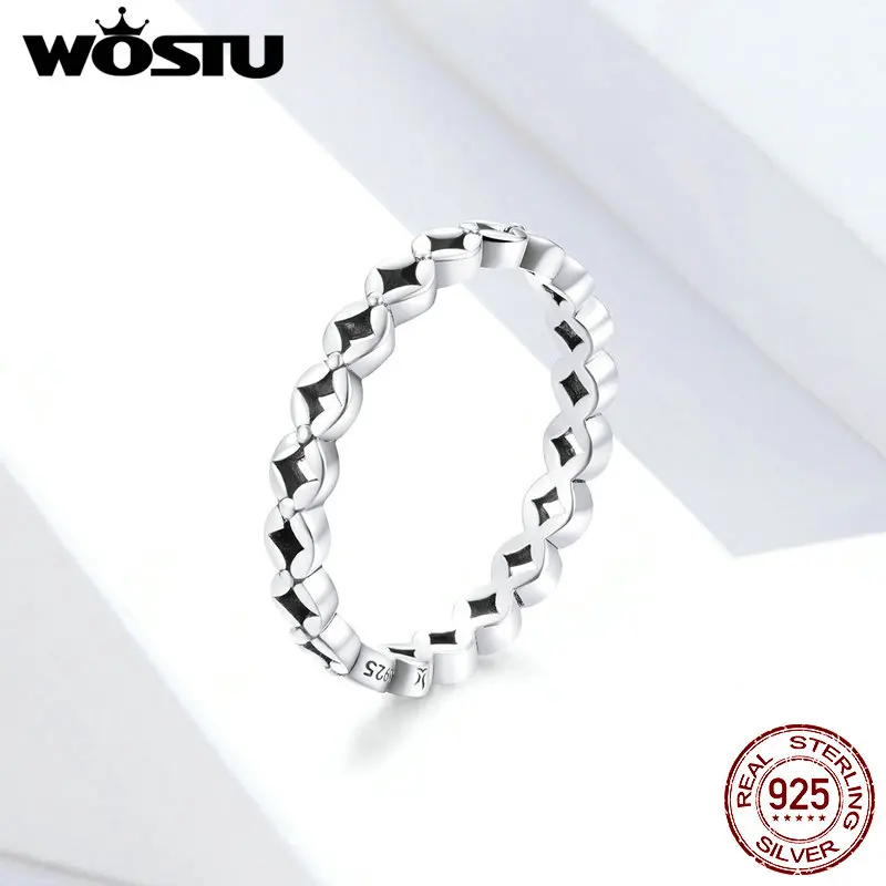Женское ажурное кольцо WOSTU минимализм 100% Настоящее 925 пробы Серебряное