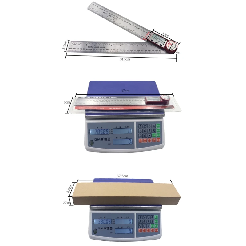 

XXUC 2 in 1 Digital Angle Finder W/ Locking Function Stainless Steel Ruler 0-400mm Digital Protractor for Woodworking