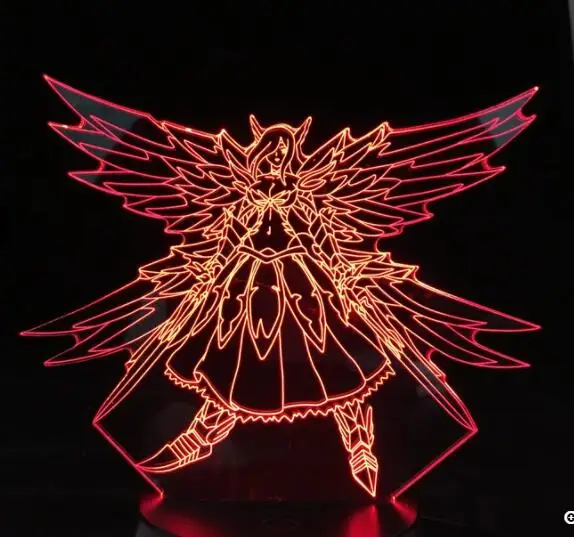 Erza Scarlet Heaven's Wheel Armor Anime Lamp Fairy Tail 3D ANIME LAMP Nightlights 16 Colors Changing Lampara Kids Gift