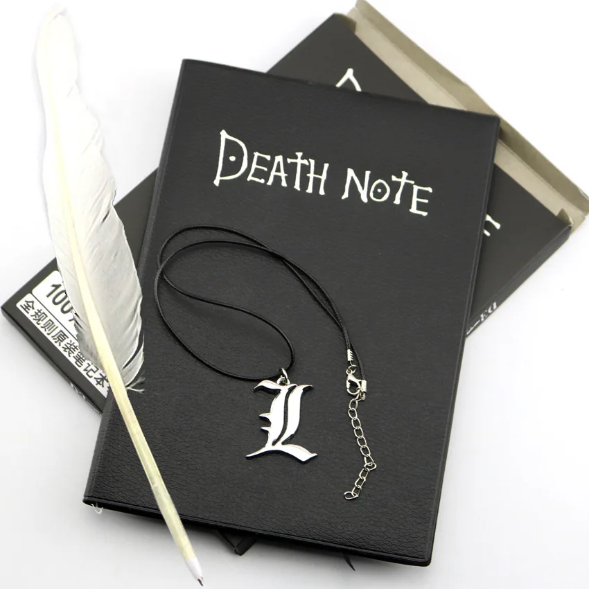 Набор из аниме Death Note блокнот А5 кожи перо и ожерелье для творчества