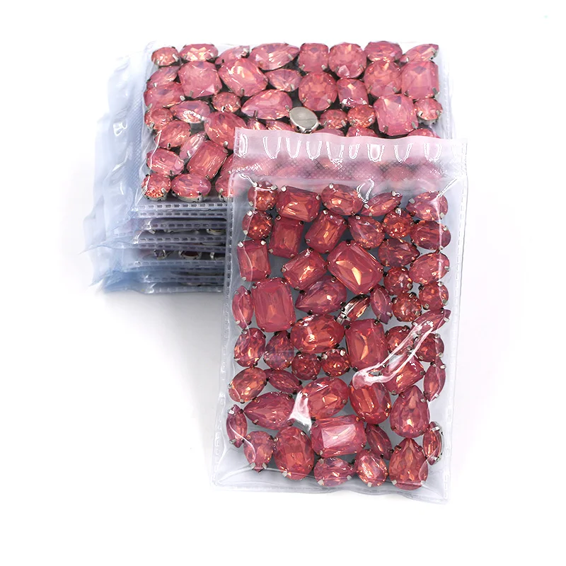Бесплатная доставка оптовая продажа 5 мешков смешанные формы розовые стразы